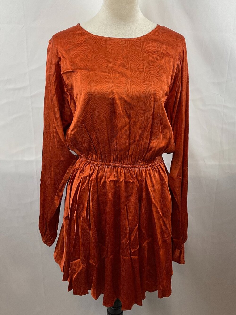Caballero Dress M Orange Gray Zebra Stripe Long Sleeve Elastic Waist Pockets